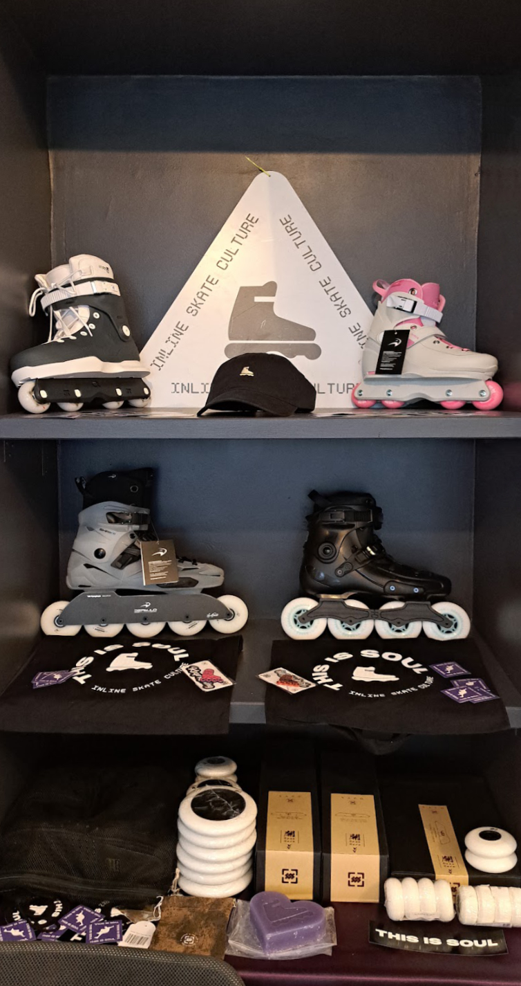 thisissoul skates on display in the showroom